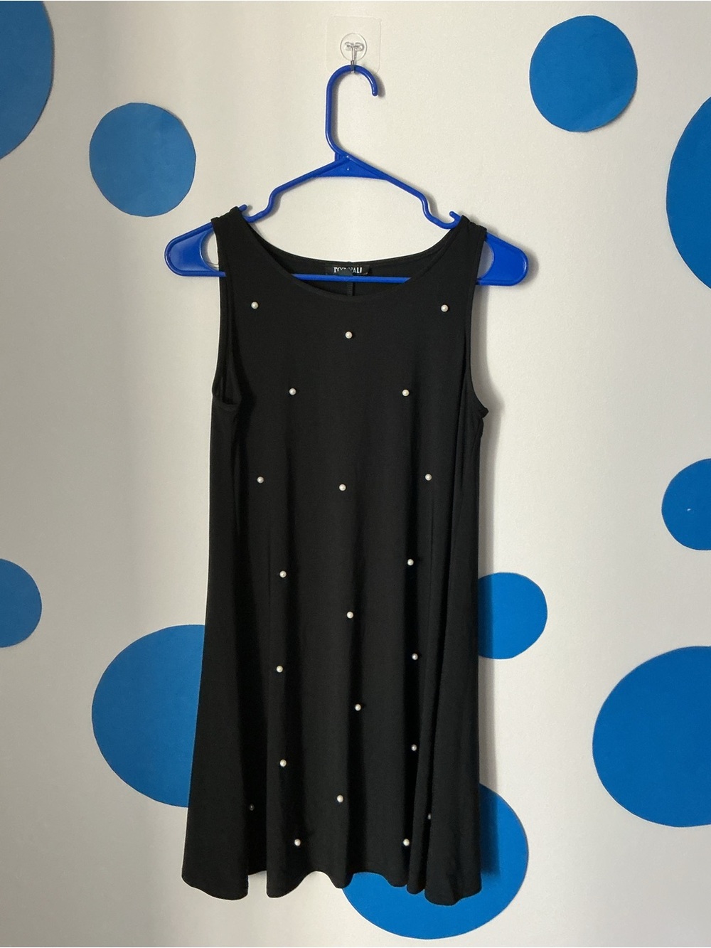 Roz & Ali Black Pearl-Embellished Sleeveless Dress